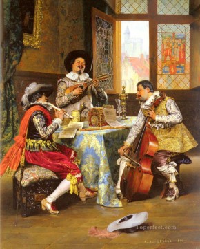 Adolphe Alexandre Lesrel Painting - The Musical Trio Academic Adolphe Alexandre Lesrel